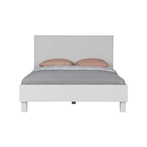 Letto in legno bianco a spina di pesce, 160 cm - WOOOD-image-3