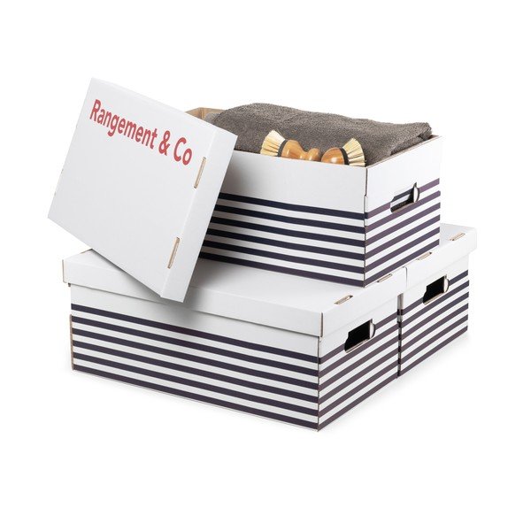 Set di 3 scatole portaoggetti con Mariniere - Compactor-image-4