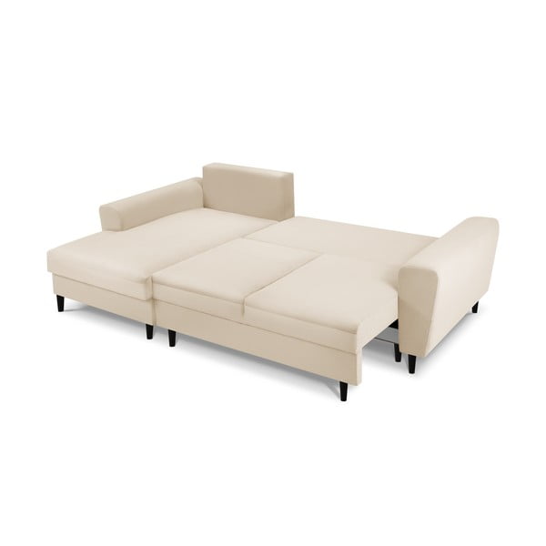 Divano letto in velluto a coste beige, angolo sinistro Moghan - Micadoni Home-image-4