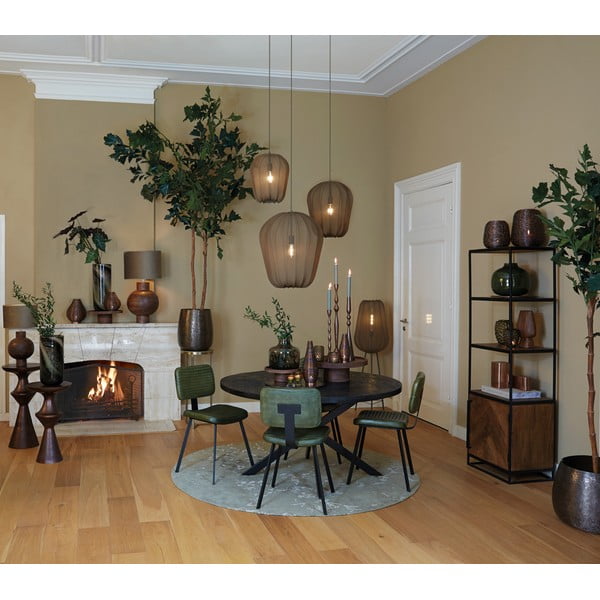 Tavolo da pranzo rotondo nero con piano in acacia ø 120 cm Yellov - Light & Living-image-1