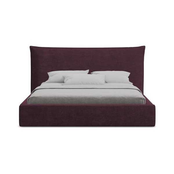 Letto matrimoniale imbottito viola scuro con contenitore con rete inclusa 140x200 cm Esala – Makamii-image-4