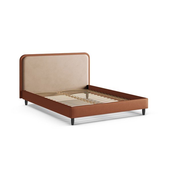 Letto matrimoniale imbottito color mattone con rete inclusa 180x200 cm Aveline – Micadoni -image-2