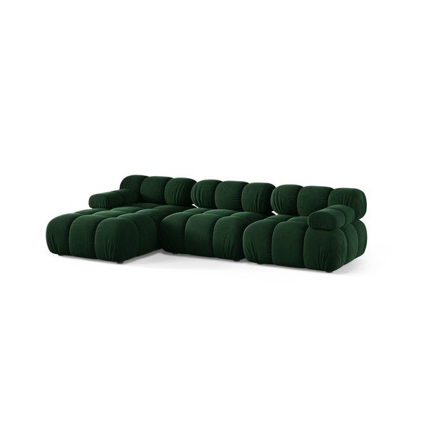 Divano angolare componibile verde scuro (con penisola a sinistra/con chaise lounge) con rivestimento in velluto – Micadoni -image-2