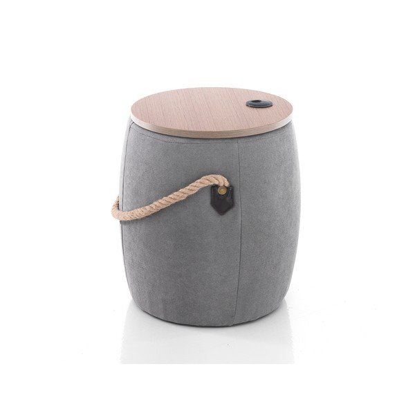 Pouf grigio con contenitore, ø 40 cm Barril - Tomasucci