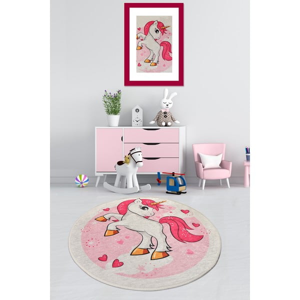 Tappeto antiscivolo per bambini , ø 140 cm Poni - Conceptum Hypnose-image-1