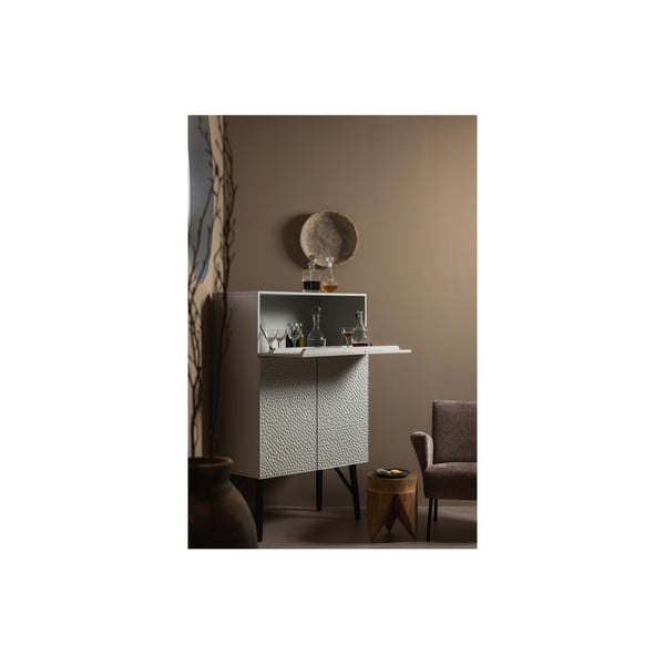 Cantinetta grigio chiaro in mango massiccio 90x146x46 cm Carved – WOOOD-image-3