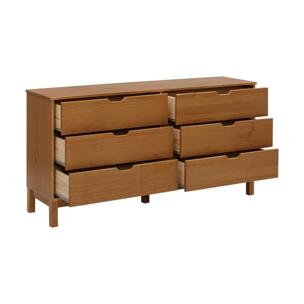 Cassettiera bassa in legno di pino in colore naturale 150x75 cm Post - Støraa-image-2