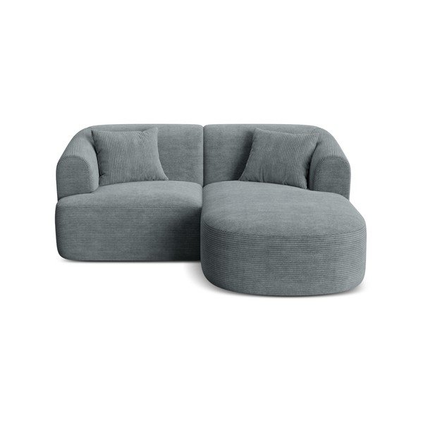 Divano angolare grigio scuro (con penisola a destra/con chaise lounge) con rivestimento in velluto a coste Campi – Cosmopolitan Design