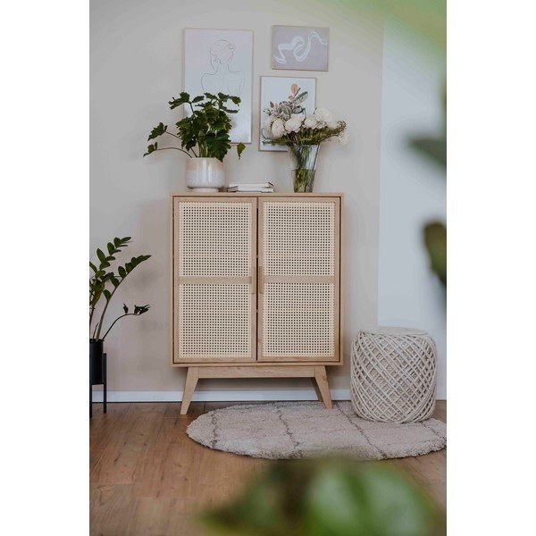 Mobiletto colore naturale in rovere decorato 87x110 cm Bridget - Støraa-image-1