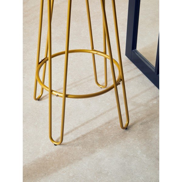 Sedia da bar dorata/di colore naturale in olmo massiccio (altezza della seduta 75 cm) District – Premier Housewares-image-3