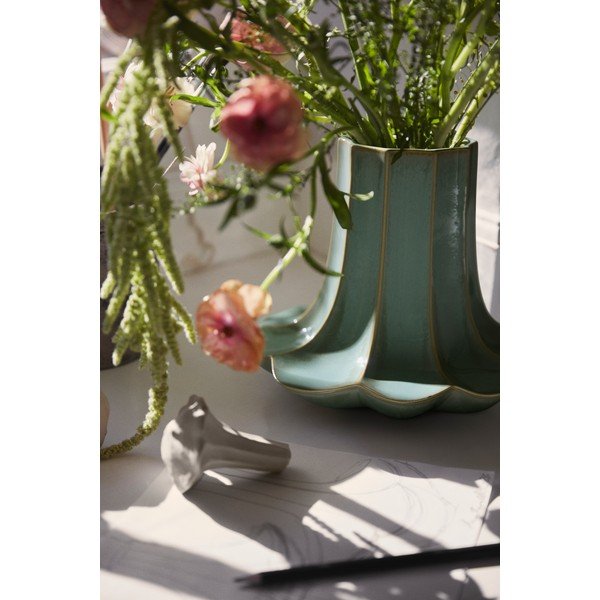 Vaso verde chiaro in ceramica (altezza totale 20,5 cm) Kantarel – Kähler Design-image-2