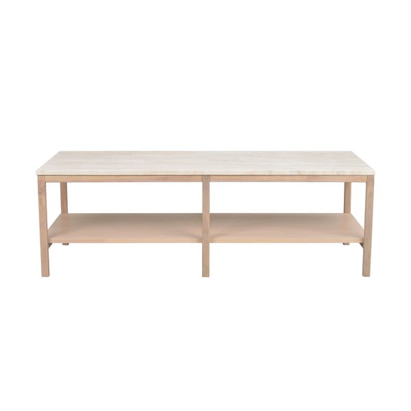 Tavolino bianco con piano in pietra 140x60 cm Orwel - Rowico