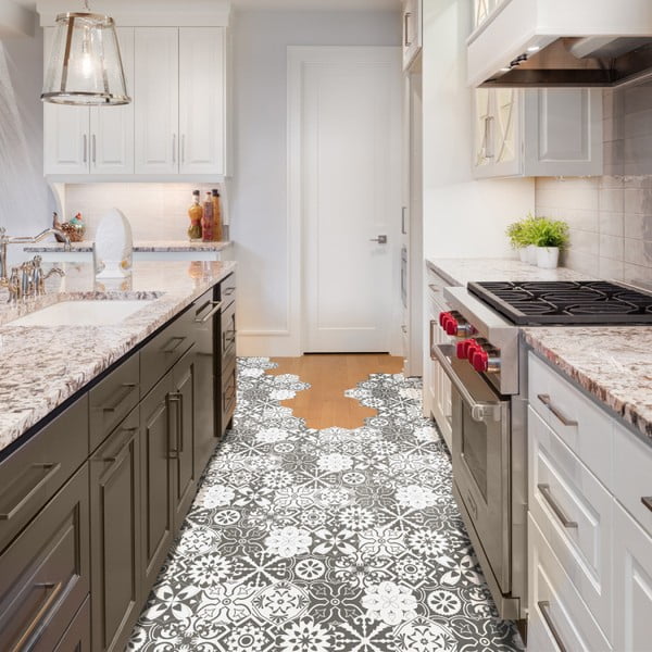 Set di 10 adesivi per pavimenti Esagoni, 20 x 18 cm Rosito - Ambiance-image-1