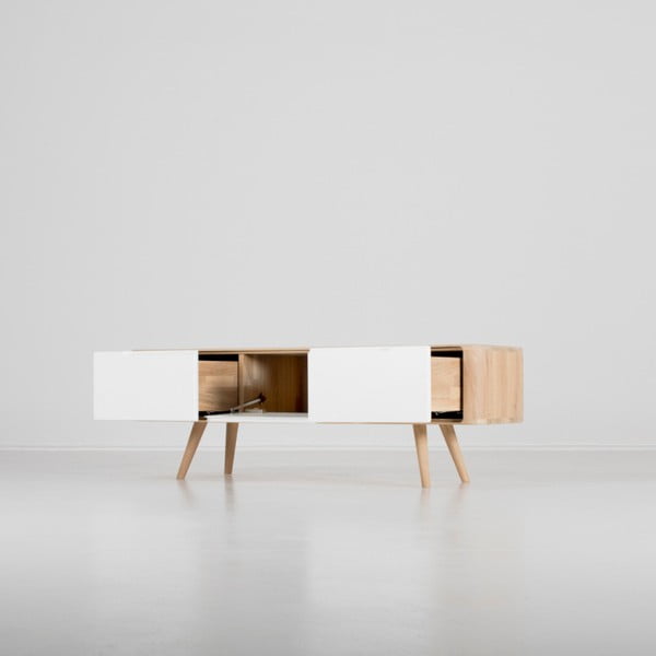 Tavolo TV in legno di quercia , 135 x 42 x 45 cm Ena - Gazzda-image-1