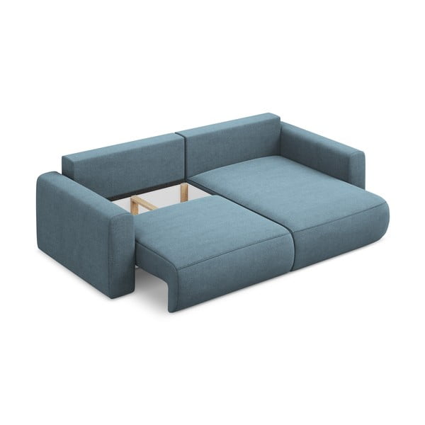 Divano angolare azzurro allungabile/con contenitore (con penisola a destra/con chaise lounge) Kapua – Makamii-image-4