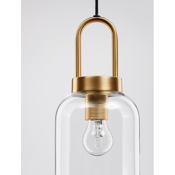 Lampadario color ottone in vetro con paralume in vetro ø 15,5 cm Irvine – Nova Luce-image-1