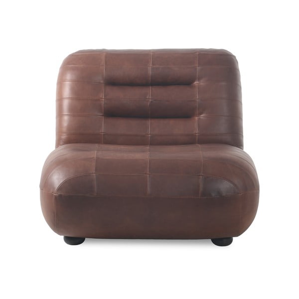 Poltrona marrone con rivestimento in pelle Wyatt – Dutchbone-image-1