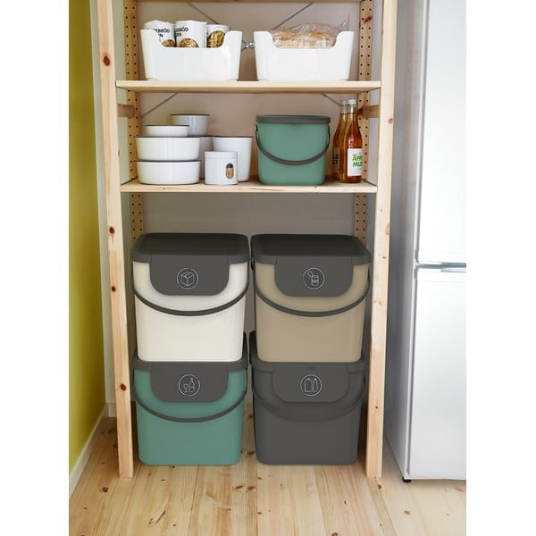 Bidone per rifiuti in plastica riciclata 40 l Albula - Rotho-image-2