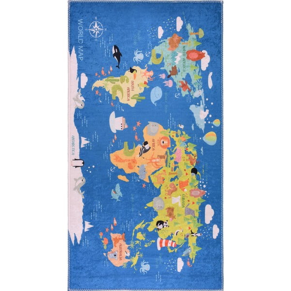 Tappeto per bambini blu lavabile 120x180 cm Animal Atlas – Vitaus