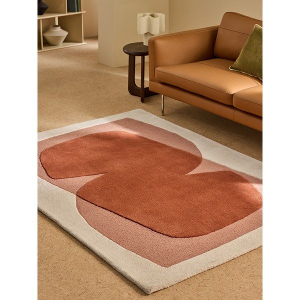 Tappeto arancione/beige in lana tessuto a mano 120x170 cm Kinney – MADE-image-1