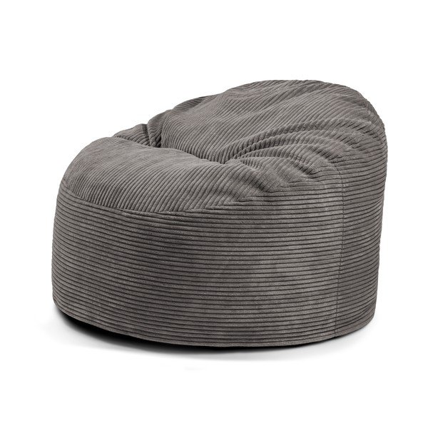 Pouf a sacco per bambini grigio scuro con rivestimento in velluto a coste Om 85 – SLOWDOWN