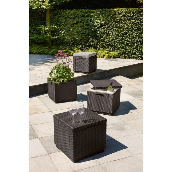 Sgabello da giardino marrone scuro Cube - Keter-image-1