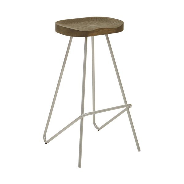 Sedia da bar argentata/di colore naturale in olmo massiccio (altezza della seduta 78 cm) District – Premier Housewares