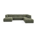 Divano angolare verde (a U) con rivestimento in bouclé Aloha – Makamii