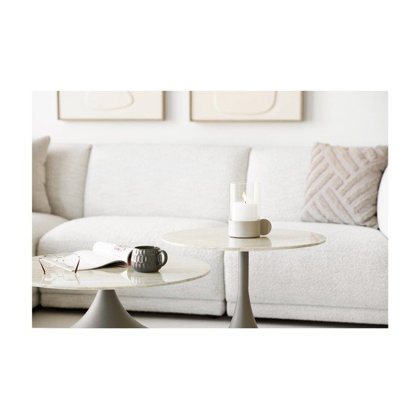 Tavolino da salotto rotondo color kaki con piano in vetro ø 70 cm Pienza – House Nordic-image-2