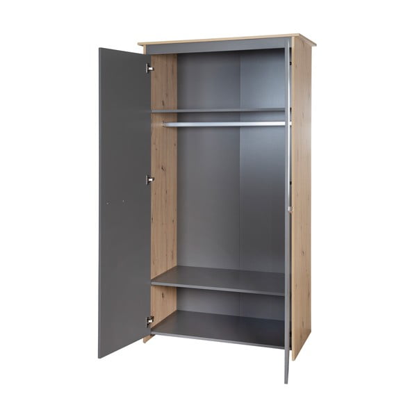 Armadio per bambini color antracite/di colore naturale con effetto rovere 50x190x96 cm Anna – Roba-image-3