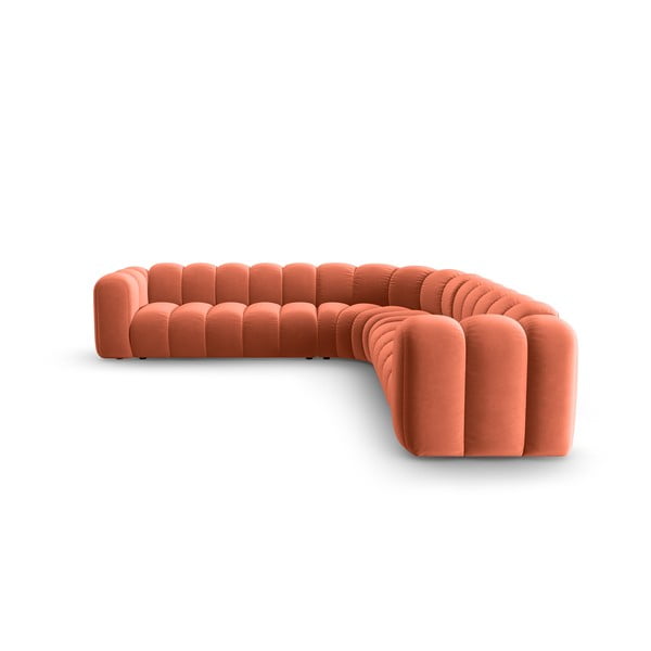 Divano angolare componibile rosa con rivestimento in velluto Lupine – Micadoni -image-2