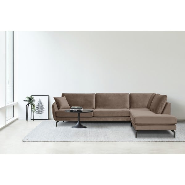Divano angolare in velluto marrone-beige (angolo destro) Magic - Scandic-image-1