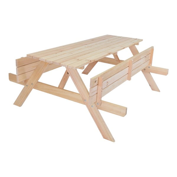 Set da pranzo da giardino in legno massiccio in colore naturale per 4 persone Piknic - Rojaplast-image-1