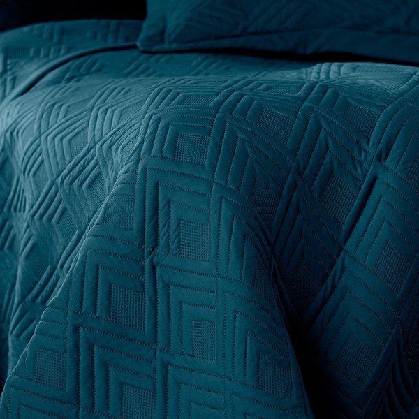 Copriletto color petrolio in microfibra con rivestimento trapuntato 220x240 cm Ophelia – Restilo-image-2