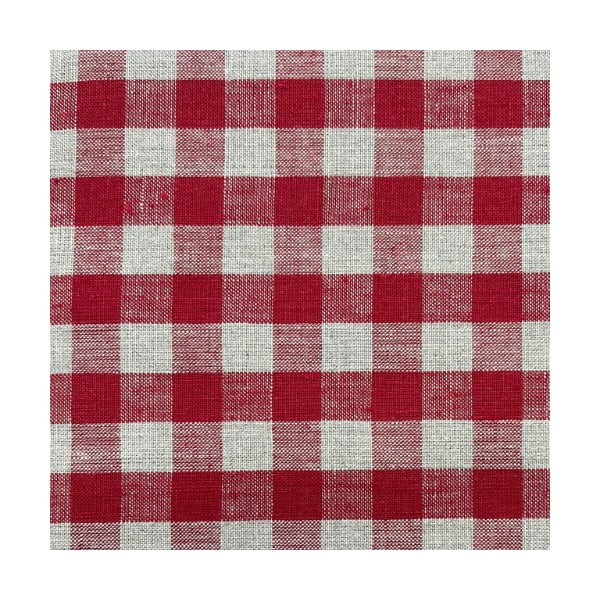 Tappeto rotondo in lino rosso per albero di natale ø 125 cm Red Gingham - Linen Tales-image-1