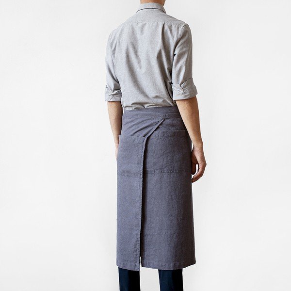 Grembiule Garcon in lino grigio scuro, lunghezza 76 cm Dark Grey - Linen Tales-image-1