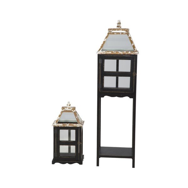 Set di 2 lanterne nere con struttura in legno di abete Hut - Mauro Ferretti-image-3