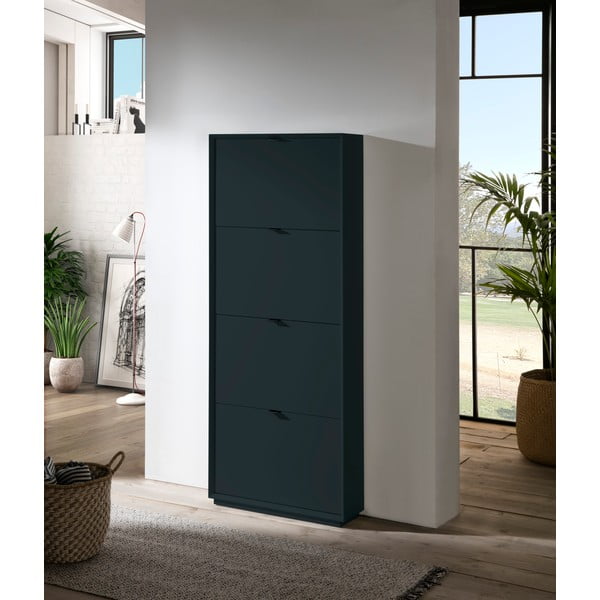 Scarpiera blu petrolio con 4 cassetti Luka - Marckeric-image-1