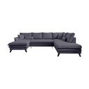 Divano letto a U antracite, angolo destro Charming Charlie - Miuform
