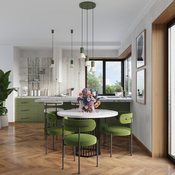 Lampadario verde in metallo ø 14 cm Niru – Sollux-image-3