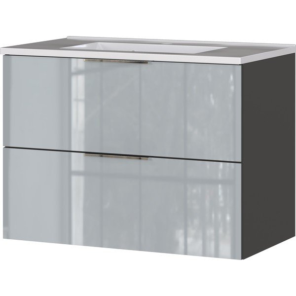 Mobile con lavello grigio lucido da appendere 81x61 cm Vasio – Germania