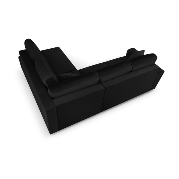 Divano angolare nero allungabile e con contenitore (con penisola a destra/a L) con rivestimento in velluto Kyoto – Cosmopolitan Design-image-4