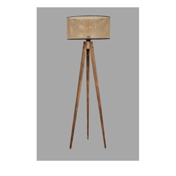 Lampada da terra marrone con paralume in tessuto (altezza totale 153 cm) Tripod – Opviq lights-image-1
