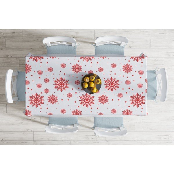 Tovaglia natalizia in misto cotone Rosso , 140 x 180 cm Snowflakes - Minimalist Cushion Covers-image-1