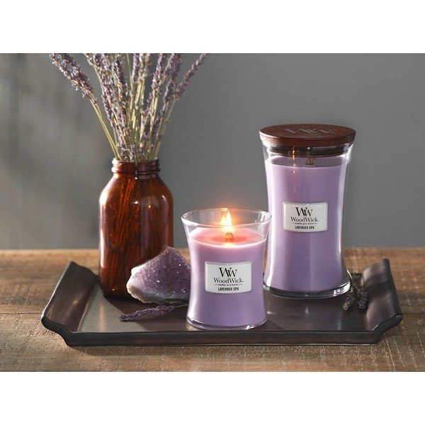 Candela profumata da bagno alla lavanda, 55 ore di autonomia Lavender Spa - WoodWick-image-1