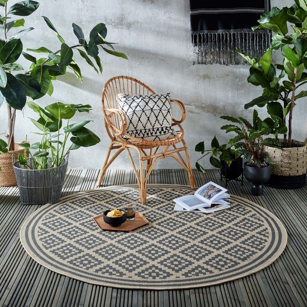 Tappeto rotondo per esterni grigio/beige ø 160 cm Moretti - Flair Rugs-image-1