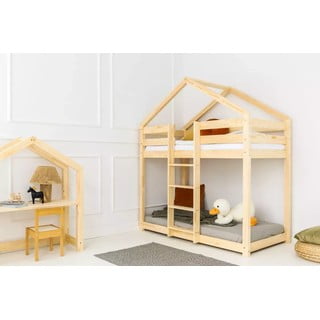 Letto da bambini a forma di casa/a castello di colore naturale con rete inclusa 80x160 cm DMPN – Adeko