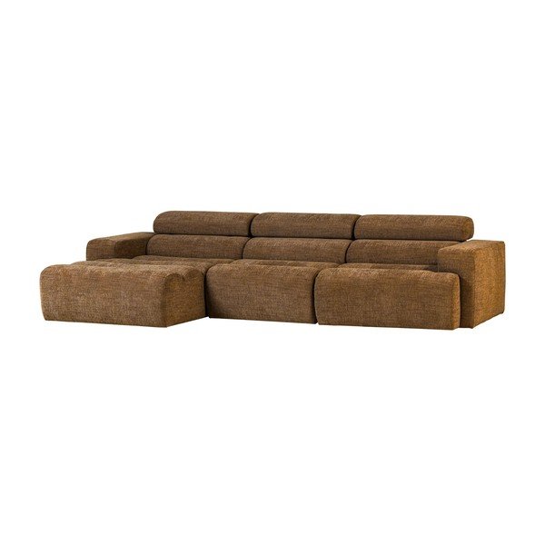 Divano angolare marrone cognac reclinabile (con penisola a sinistra/con chaise lounge) Novi – WOOOD-image-1