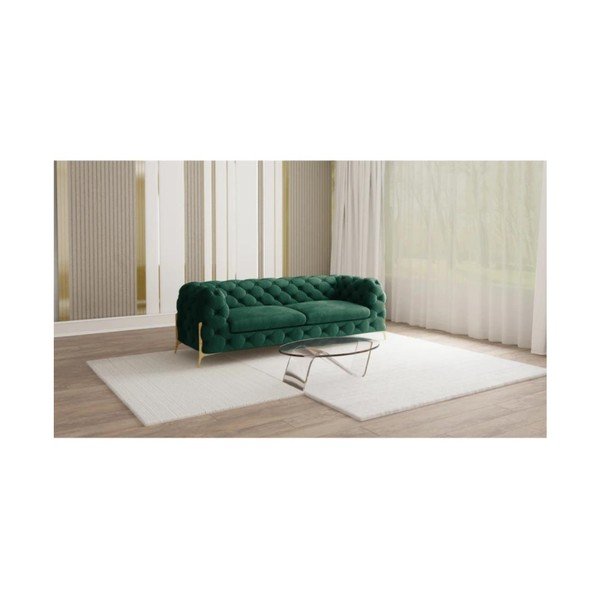 Divano verde scuro con rivestimento in velluto 225 cm Chelsea Bis – Ropez-image-1