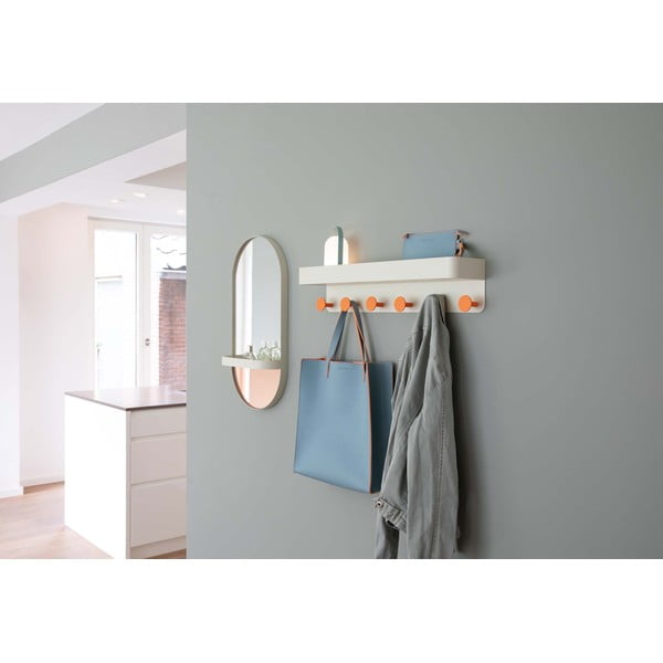 Appendiabiti da parete in metallo beige con ripiano - Remember-image-2